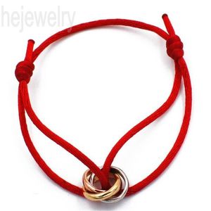 Women red rope trinity bracelet men colour diy bracelet plated gold ring jewellery metal Europe hand strap wrist parts charming bracelets versatile F23
