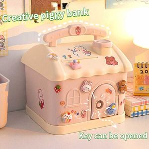 Objetos decorativos Figuras Kawaii Piggy Bank Anime desenho animado Cute Banco de Piggy Bank com Lock and Key For Notes Children Ano Novo do Ano Novo 2023 G230523