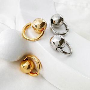 Brincos de argolas minimalistas mineralistas bola metálica para mulheres ouro prata prata placar bronze círculo de círculo de jóias francesas