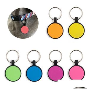 Dog Tag Id Card Food Grade Sile Pet Tag Keychains Diy Round Cat And Tags Id Keyring Drop Delivery Home Garden Supplies Dhzwe