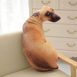 Plush Dolls 3D Cute Bend Dog Printed Throw Pillow Lifelike Animal Funny Dog Head Cosplay Children Favorite Toy Cushion for Home 230523