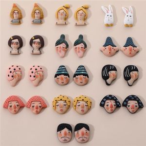 Other New style 50pcs/lot cartoon Human face doll head rabbit pattern print flatback resin beads diy jewelry earring/garment accessory
