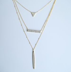 Halsband garanterar 100% 925 Sterling Silver Gold Color Micro Pave Clear CZ Sparking Multi Layer Halsband för kvinnor