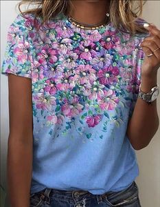 Designer Neues Damen T-Shirt Urlaub Lose Print Blumen Crew Neck Fashion Casual Short Sleeve T-Shirt