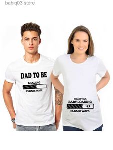 Maternity Tops Tees Dad To Be Baby Loading Couple T-Shirt Summer Funny Maternity Matching T Shirts Pregnancy Announcement Shirts Clothes Outfits T230523