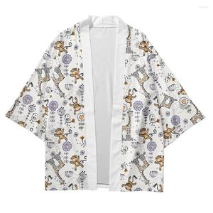 Roupas étnicas Camisa de verão para adultos Blusa do desenho animado Harajuku yukata Haori cardigã japonês homem homens quimono top de tamanho grande