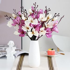 Decorative Flowers 5 Forks 20 Heads Tangpu Simulation Bouquet Magnolia Decoration Flower Pography Props Wedding Home Flores Artificiales