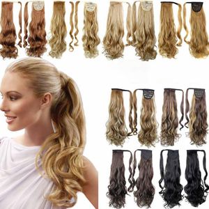 21 inch long curly hair Velcro horsetail women chemical fiber extensions available in many styles supporting customization