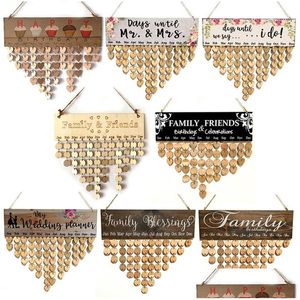 Decorazione per feste Calendario in legno Elenco Compleanno Casa Ciondolo Creativo Nappa a forma di cuore Gioielli Regalo di San Valentino Goccia Consegna Dhw8A