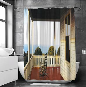 Shower Curtains Shower Curtain Opening The Window Sea Scenery Bath Curtain Nature Landscape For Home 3D Bathroom Decor 230523