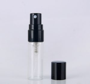 3ML Clear Glass Perfume Bottle with Silver/Gold/Black Cap Cosmetic Pump Spray Atomizer dh9466