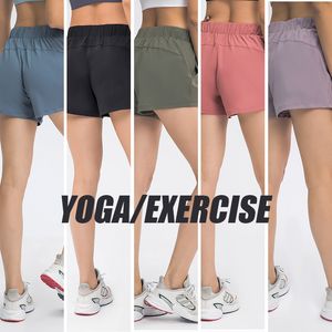 Kvinnors yogakort elastiska hög midja shorts sportbyxor fitnesskläder flickor som kör byxor sport shorts bär bekväma kvinnors yogabyxor