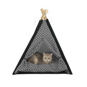 Łóżka kota meble Pet Namiot Bold Solid Drewna Wspornik hodowla Puppy Suppy Pordelable Storage ciepłe i zmywalne łóżko dla kotów