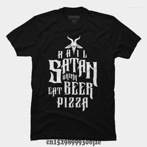 Herren T-Shirts Fashion Shirt Baumwolle Hail Satan Drink Beer Eat Pizza. Lässig drucken