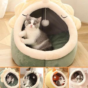 猫のベッドかわいいペットベッドハウスソフトウォームウィンタードッグキャットケンネル子猫ラウンジャークッションバスケット洗える寝袋