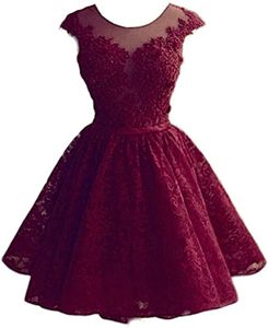 Short Homecoming Dresses Scoop Lace Appliques Ball Gown Party Gowns Princess Plus Size Mini Birthday Prom Graudation Cocktail Party Gowns 32