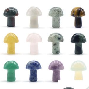 Party Favor Natural Crystal Mushroom Ornament Jul Decoration Crafts Chakra Yoga Healing Flower Pot Fish Tank Drop Delivery Hom Dhfzx