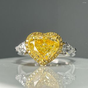 Cluster Rings CNZX NGTC Diamond Ring 2.013ct 18K Gold Fancy Light Yellow Diamonds Wedding Engagement Female For Women Fine