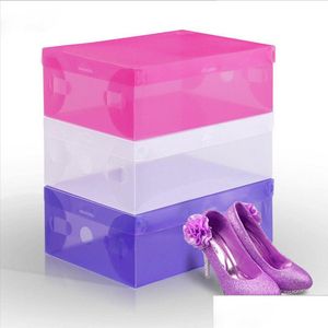 ストレージボックスビンズシューズボックス濃厚クラムシェル透明な男性と女性のPPプラスチック折りたたみ式靴28x18x9.5cmドロップデリバリーho dhdzy