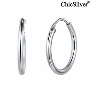 Huggie Chicsilver 925 Sterling Silver Piccolo Orecchini a cerchio Circle Infinito Big Huggie Round Earring Hoops Fashion Jewelry for Women
