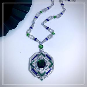 Collane Collana per banchetti da grande signora di moda di fascia alta blu e verde La decorazione leggera della festa da ballo Spedizione gratuita online Celebrit