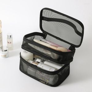 Storage Bags Large-Capacity Travel Cosmetic Bag Portable Mesh Makeup Pouch Women Waterproof Bathroom Washbag Multifunctional Toiletry Kit