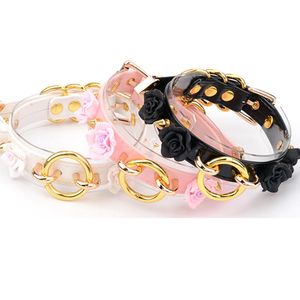 Halsband handgjorda skiktade blomma choker spikade stött gyllene rosa svart lolita mode krage söt kawaii blommig halsband