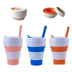 Water Bottles 355Ml Sile Bottle Creative Environmental Protection Folding Telescopic St Cup Leisure Simple Travel Portable Coffee Cu Dhdga