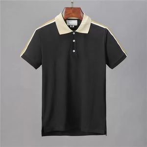 男性ポロシャツTシャツブランドフローラル刺繍メンズポロスハイストリートファッションストライププリントポロTシャツS-4XL
