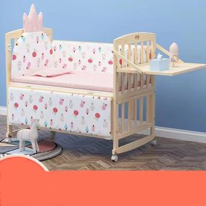 Cow pattern five pieces set crib printing baby bed set crown shape protector wooden bed sheet cottons newborn bedding set pillowcases ba30 F23