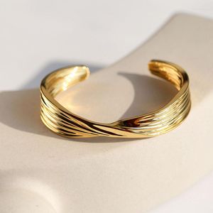 Bangle Stripe Bow Entwine Cuff for Women Gold Open Bangles Fashion Madeny Jewelry 2023 Минималистский уникальный необычный дизайнер