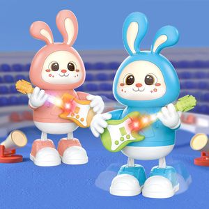 Electronic Pet Toys Cartoon Dancing Rabbit Guitarist Toy Electronic Bunny Pet Robotic Animal Play Guitar With Light Music Toys for Kids Toddler Gift 230523