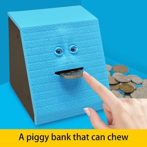 Dekorativa föremål Figurer Box Automatic Coin Eating Savings FaceBank Piggy Bank Novelty Gift for Kids Face Pengar Pot Money Eating Coin Bank Monkey Saving G230523