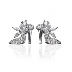Işıltılı kristal yüksek topuklu ayakkabılar şekil saplama küpe kadınları sevimli küpeler moda mücevher hediye partisi için