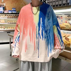 Men's Sweaters Knit Sweater Men's Tie-dye Hong Kong Style Trend 2023 Autumn And Winter Jacket Ins Handsome