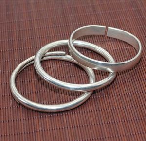 Armreifen Ancient Miao Silberarmband für Männer und Frauen, schlichtes, rundes, solides, einfaches Armband