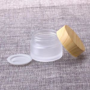 Cheap Frosted Clear 5g 10g 15g 30g 50g 100g Empty Cosmetic Jars Makeup Cream Face Containers Skin Care Packing Bottles With Wood Grain Cap Top