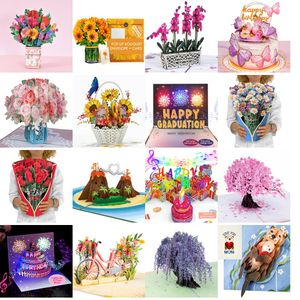 Karty pozdrowienia 3D Cherry Blossom Pop -Up Card na Walentynki Sprężyny Dzień Matki All OCNS 5 x 7 er zawiera kopertę i notatkę