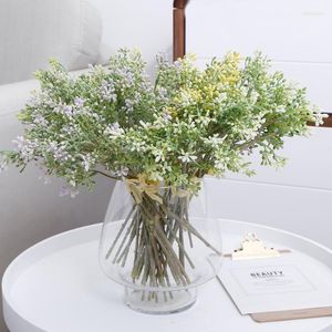 Decorative Flowers 1 Bouquet Artificial Carnation Clove Silk Fake Flower With Leaves Flores Plant For DIY Home Garden Wedding Decoration