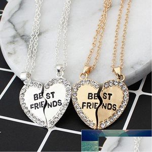 Pendant Necklaces Newest Fashion Heart Alloy Necklace Gold Color Twopiece Crystal Best Friends Jewelry Factory Price Expert Dhgarden Dhkm6