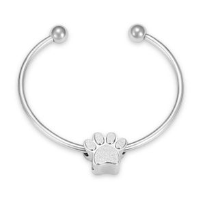 Pulseira cromada de urna, joia para animais de estimação humanos, estampa de pata, cinzas, punho, pulseira, lembrança, memorial, suporte de cinzas para mulheres