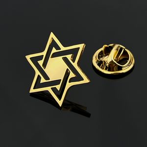 Mode Magen David Star Brooch för män Kvinnor LAPEL SPORS KRAG PINS PINS BADGE Rostfritt stål Amulet smycken Bröllopspresent Set