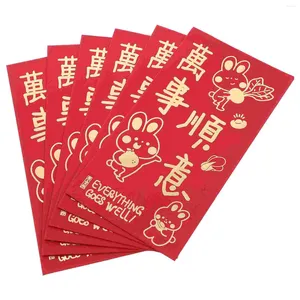 Gift Wrap 6 PCS Ornament Red Lucky Money Packets Festliga kuvert Vårfestivalficka