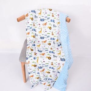 Animal Printing Printing Blanket Sleep recém -nascido tranquilize a colcha super macio fios de algodão bebê cobertores de sofá azul rosa de pelúcia BA27 C23