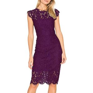 Women's Casual Dresses Fashion Sleeveless Lace Floral Elegant Cocktail Dress New Crew Neck Knee Length for Party