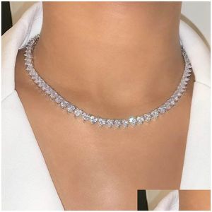 Tennis Graduated 2021 Mothers Day Heart Tennis Chain Choker Iced Out Hip Hop Shiny Necklace Paved White Cz For Women Wedding Jewelr Dhkwt