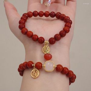 Charm-Armbänder im chinesischen Stil, natürliches südrotes Achat-Armband, jeder Anhänger, Yanyuan-Pfirsich-Design, Gefühl kleiner Hand, Akt der Rolle des I