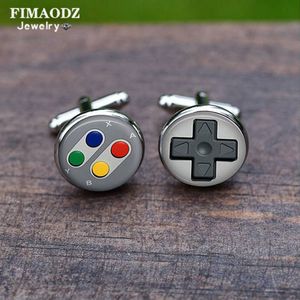 FIMAODZ CONSOLE CUFFLINKS LIDA LINKS CRIATIVO PHOTO GLASS CABOCHON Links de punho para botões de camisa de jogador de namorado