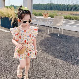 衣類セット女の子の服セット夏のシャツ幼児の女の子トップショートパンツブランドキッズ衣装子供スーツベイビー230522