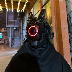 Party Masks Cyberpunk Mask Cosplay Toys Night City Series LED Light SCI-FI Helmet Mechanical Science Fiction Halloween Party Gift for Adult 230523